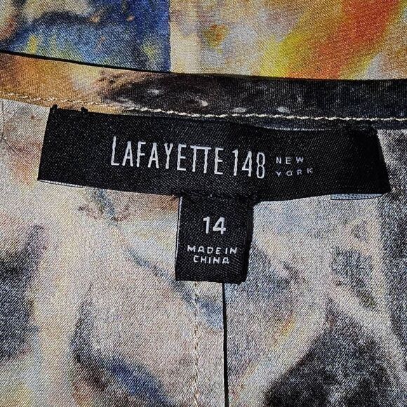 Lafayette 148 New York Womens Abstract Silk‎ Sleeveless Shirt Tank Top Blouse 14 - Picture 5 of 5